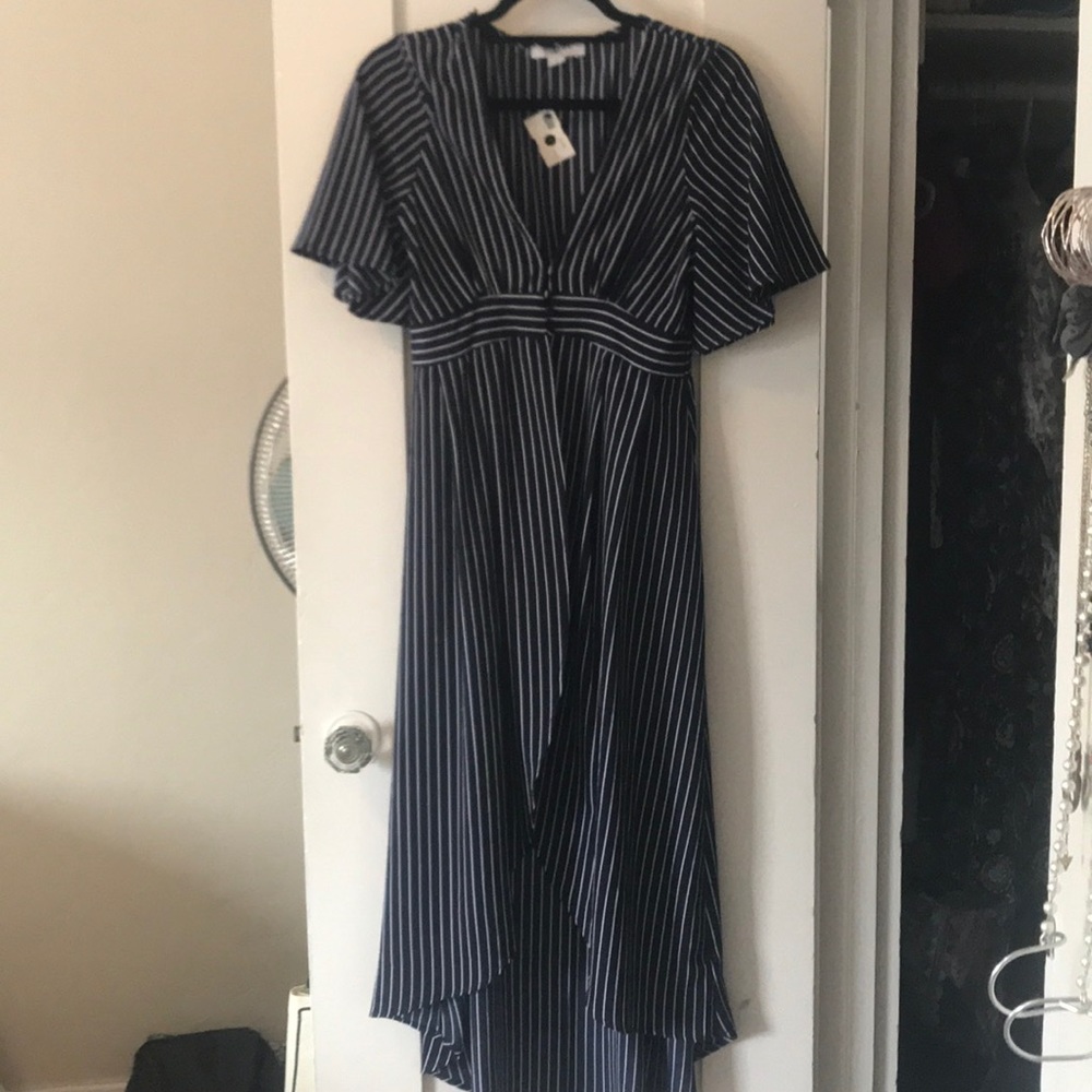 Blue and white striped cover